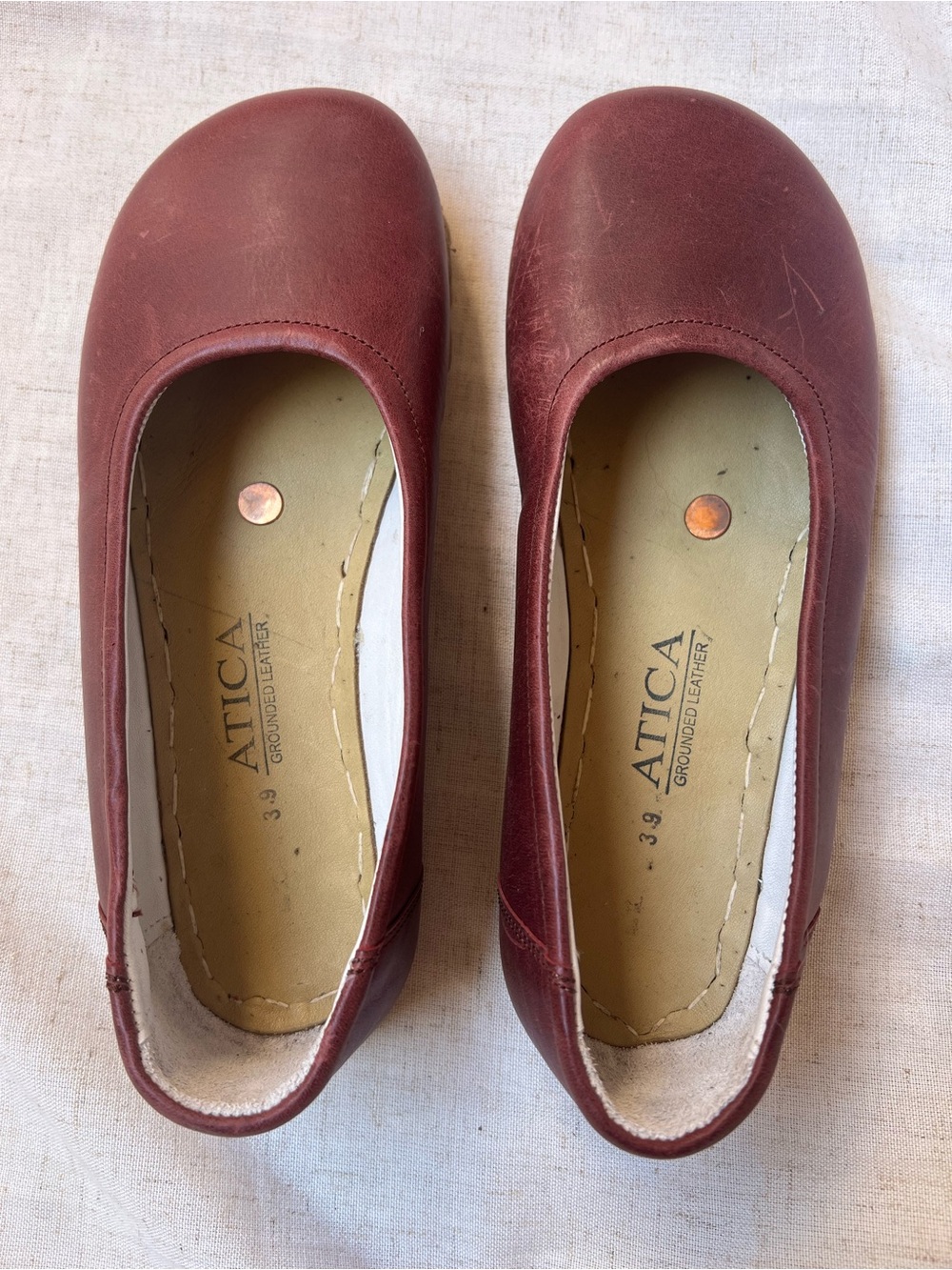Burgundy Leather Womens Ballet Flats by Atica